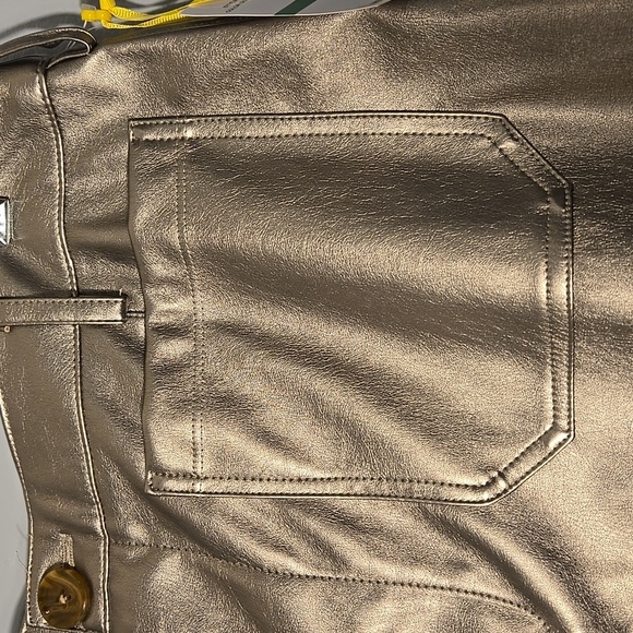 Cece Faux Leather High-Rise Wide Leg Silver Smoke Metallic Cropped Pants - Sz  L - Picture 5 of 16